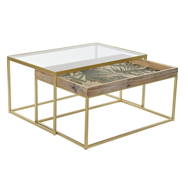 Mesa de Centro DKD Home Decor Dorado Natural 90 x 60 x 45 cm