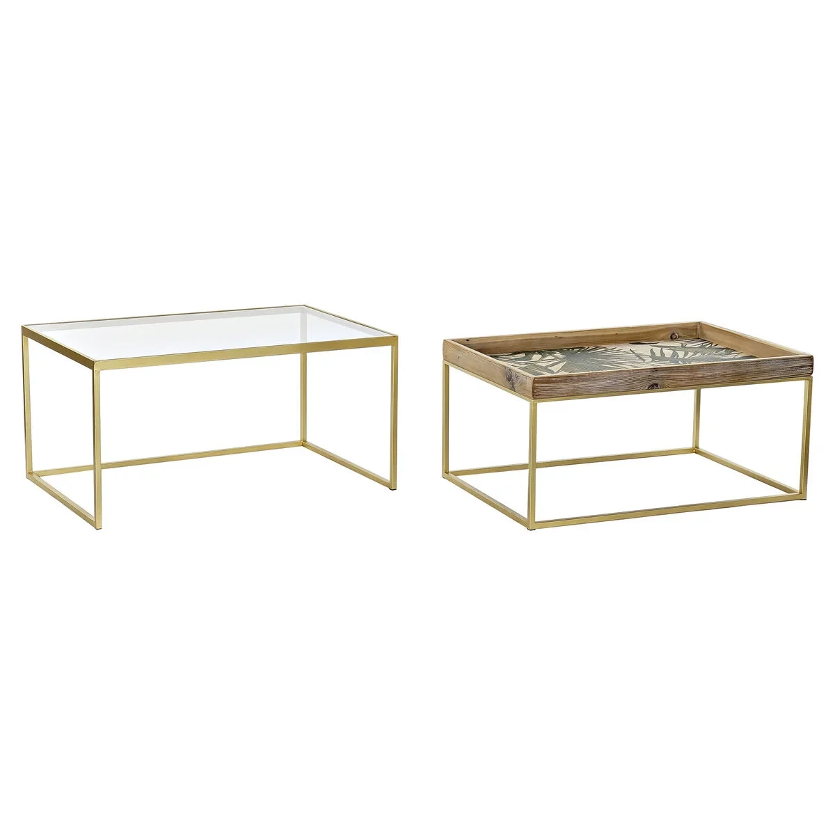 Mesa de Centro DKD Home Decor Dorado Natural 90 x 60 x 45 cm