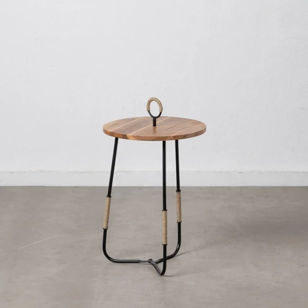 Mesa auxiliar 40,5 x 40,5 x 66 cm Natural Negro Madera Hierro