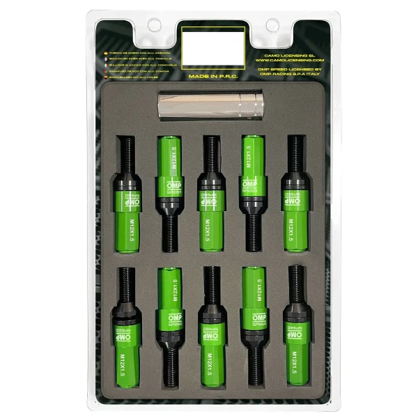 Kit de tornillos OMP OMPS09981208 28 mm Verde M12 x 1,50