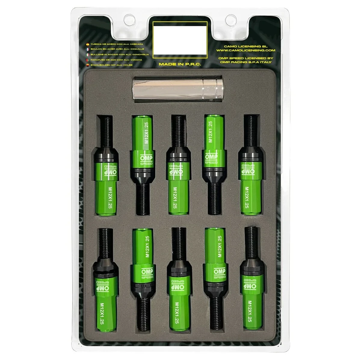 Kit de tornillos OMP OMPS09971208 28 mm Verde M12 x 1,25