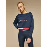 Sudadera sin Capucha Mujer Tommy Hilfiger Crop V Neck Azul oscuro