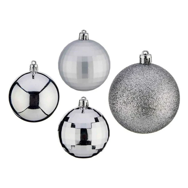 Bolas de Navidad Ø 7 cm 50 Unidades PVC Plateado