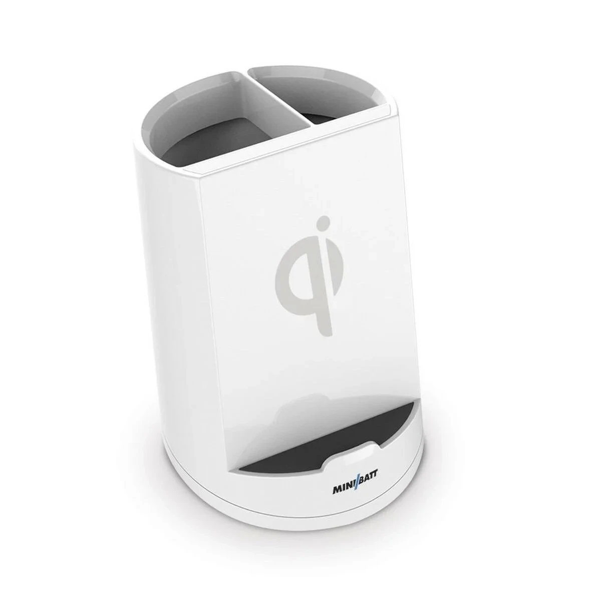 Cargador Inalámbrico con Soporte para Móviles MiniBatt PowerCUP Lapicero Blanco