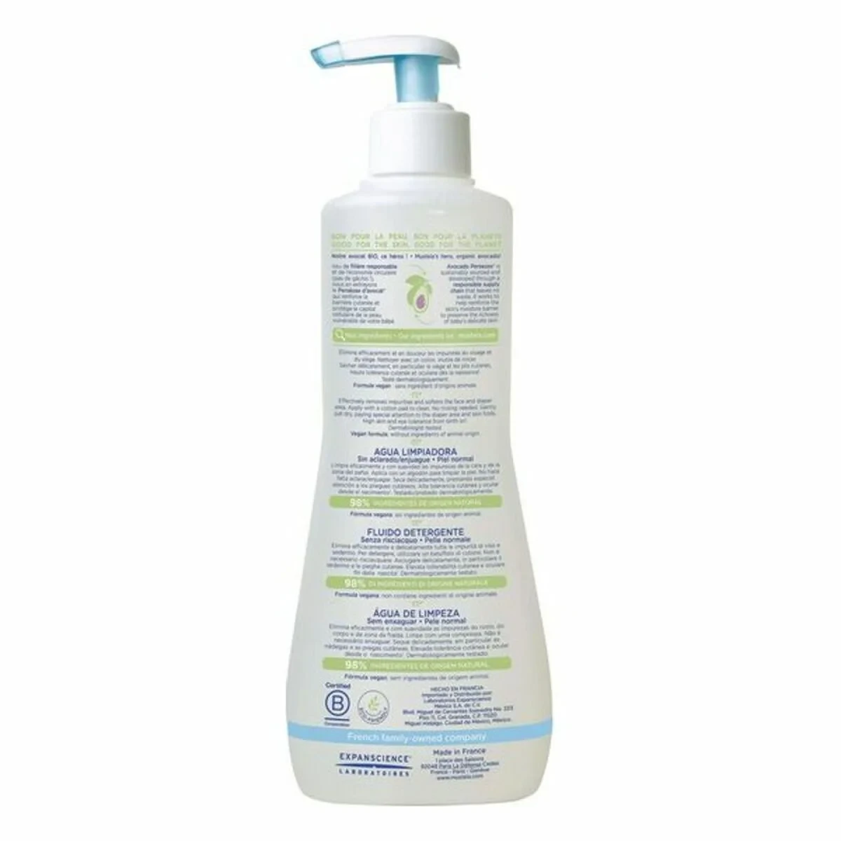 Agua Limpiadora sin Aclarado para Bebé Mustela Aguacate (300 ml)