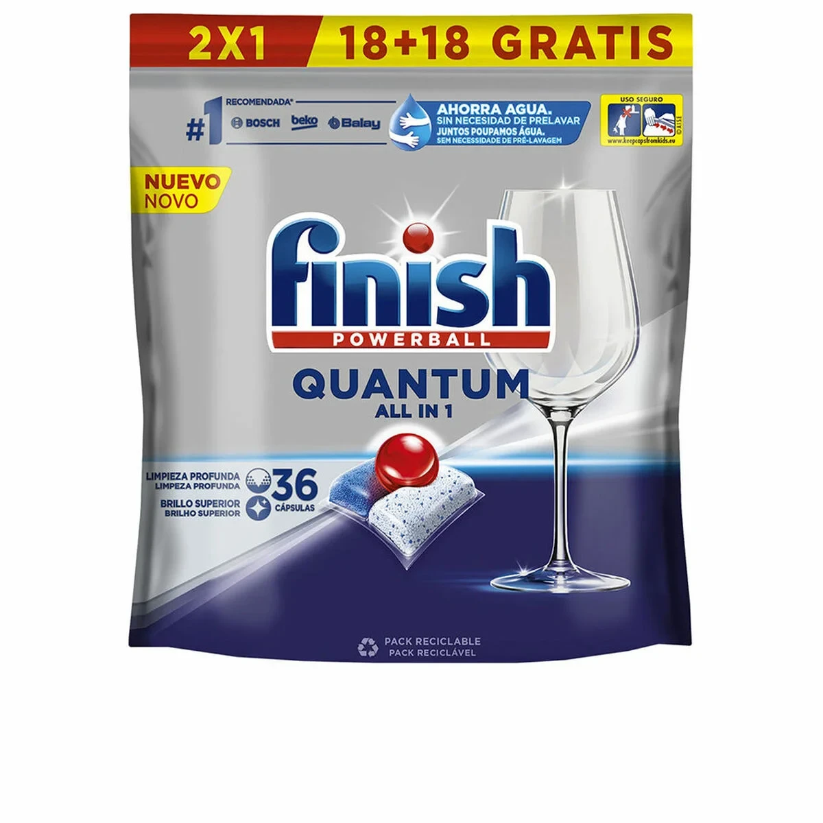Pastillas para Lavavajillas Finish Quantum (36 Unidades)