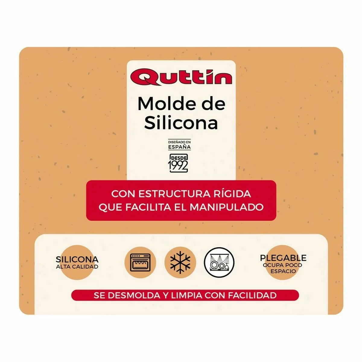 Molde para Horno Quttin Silicona Rígido 31 x 28,5 x 5,3 cm (8 Unidades)