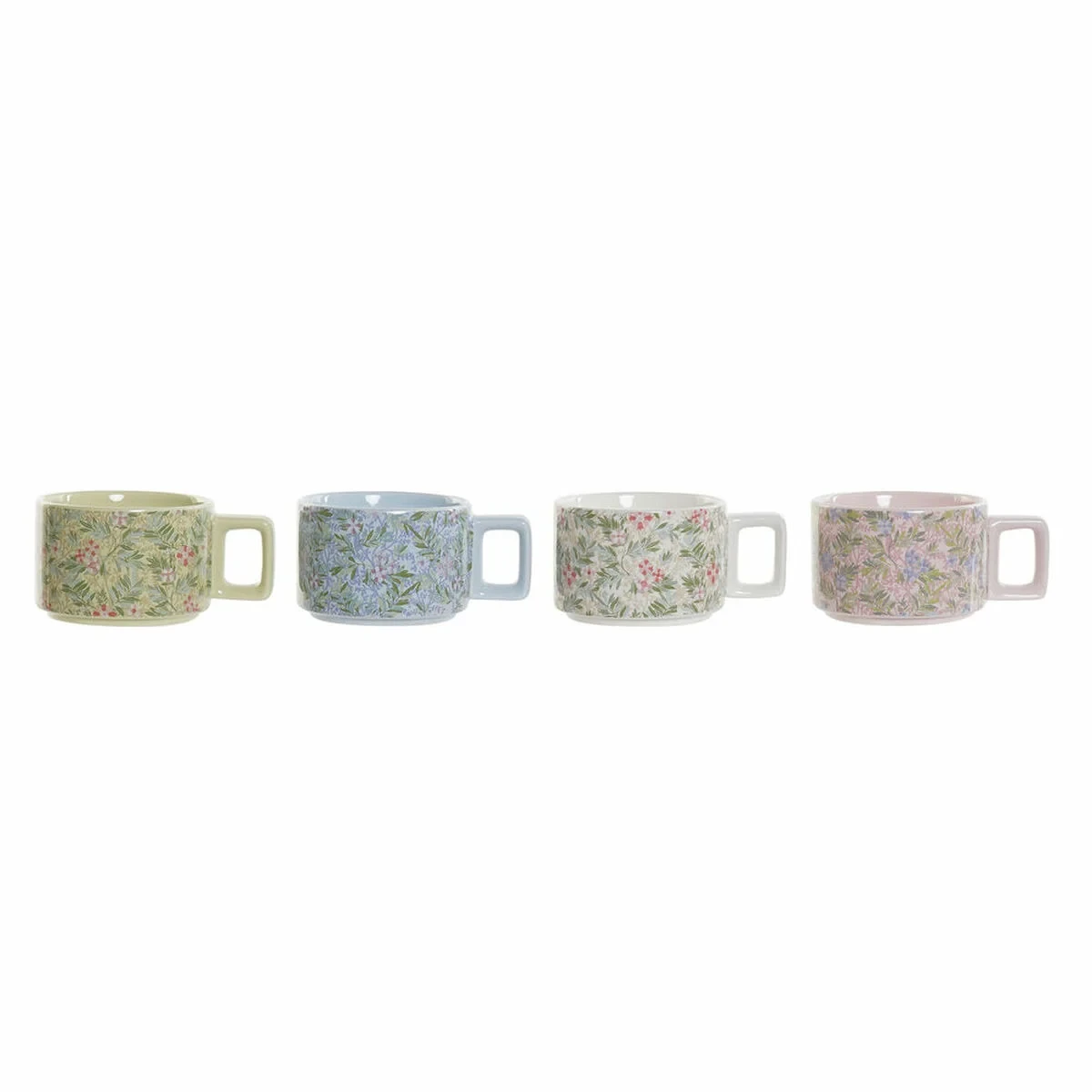 Juego de Tazas de Café DKD Home Decor Azul Verde Rosa Metal Dolomita 260 ml