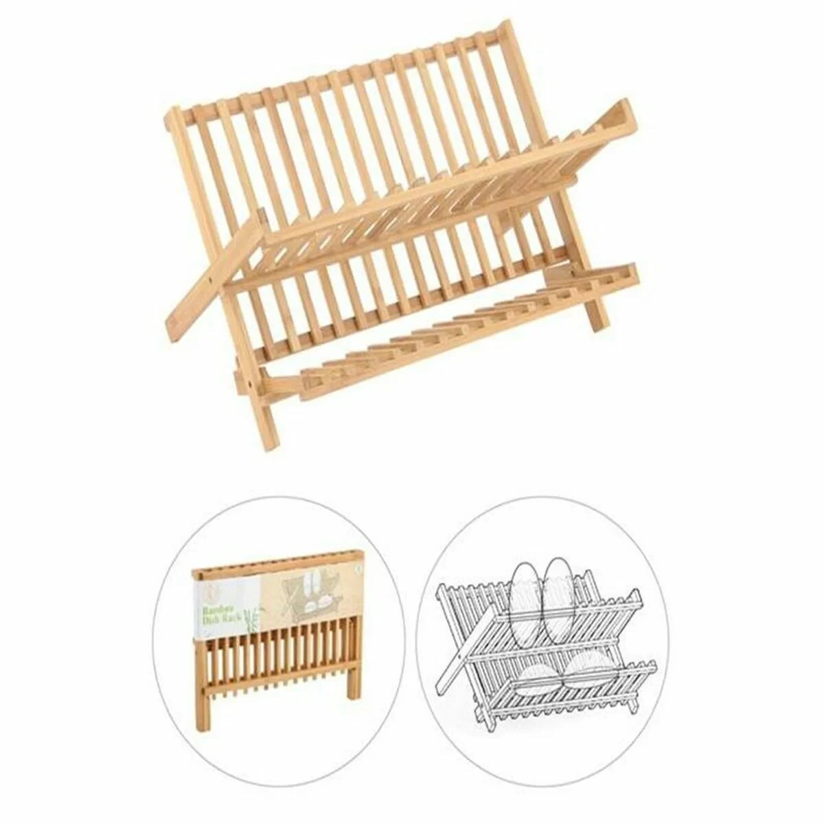 Escurridor de Cocina Plegable DKD Home Decor 42 x 27,5 x 38 cm Natural