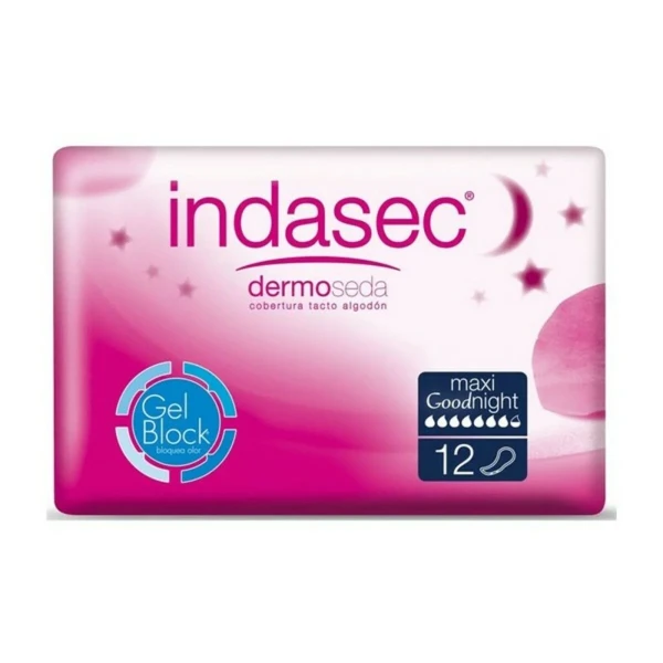 Compresas para Incontinencia Dermoseda Good Night maxi Indasec 1233-39871 (12 uds) (Parafarmacia)