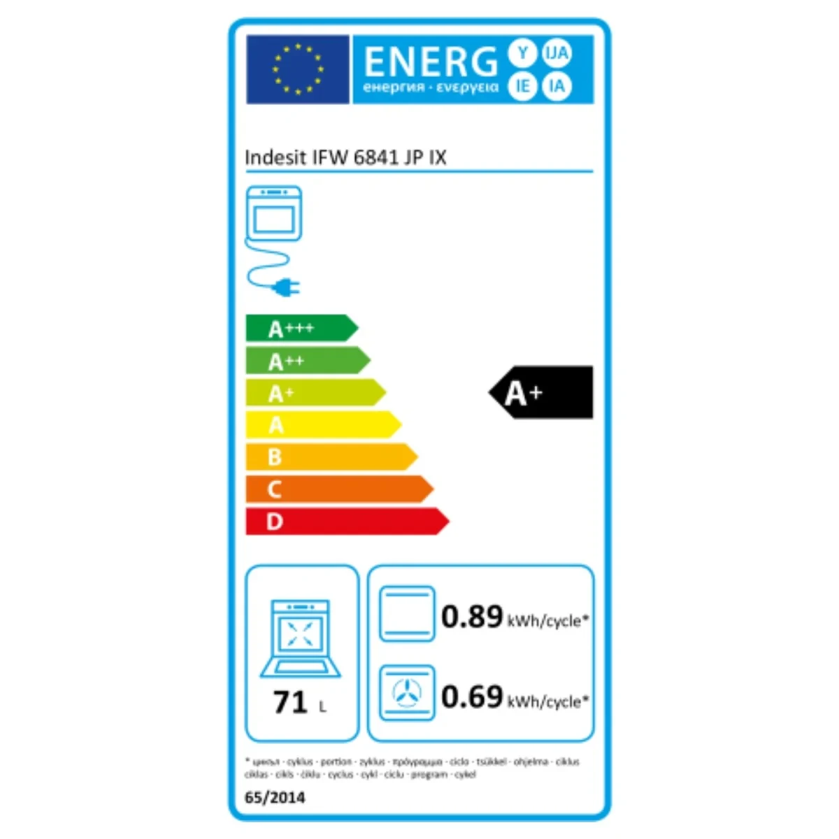 Horno Pirolítico Indesit IFW6841JPIX 3300W 71 L