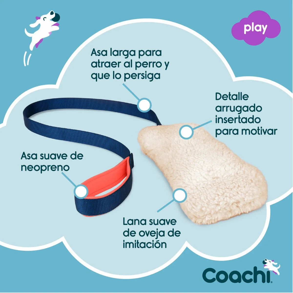 Juguete de adiestramiento Coachi CHASE & CRINKLE Azul