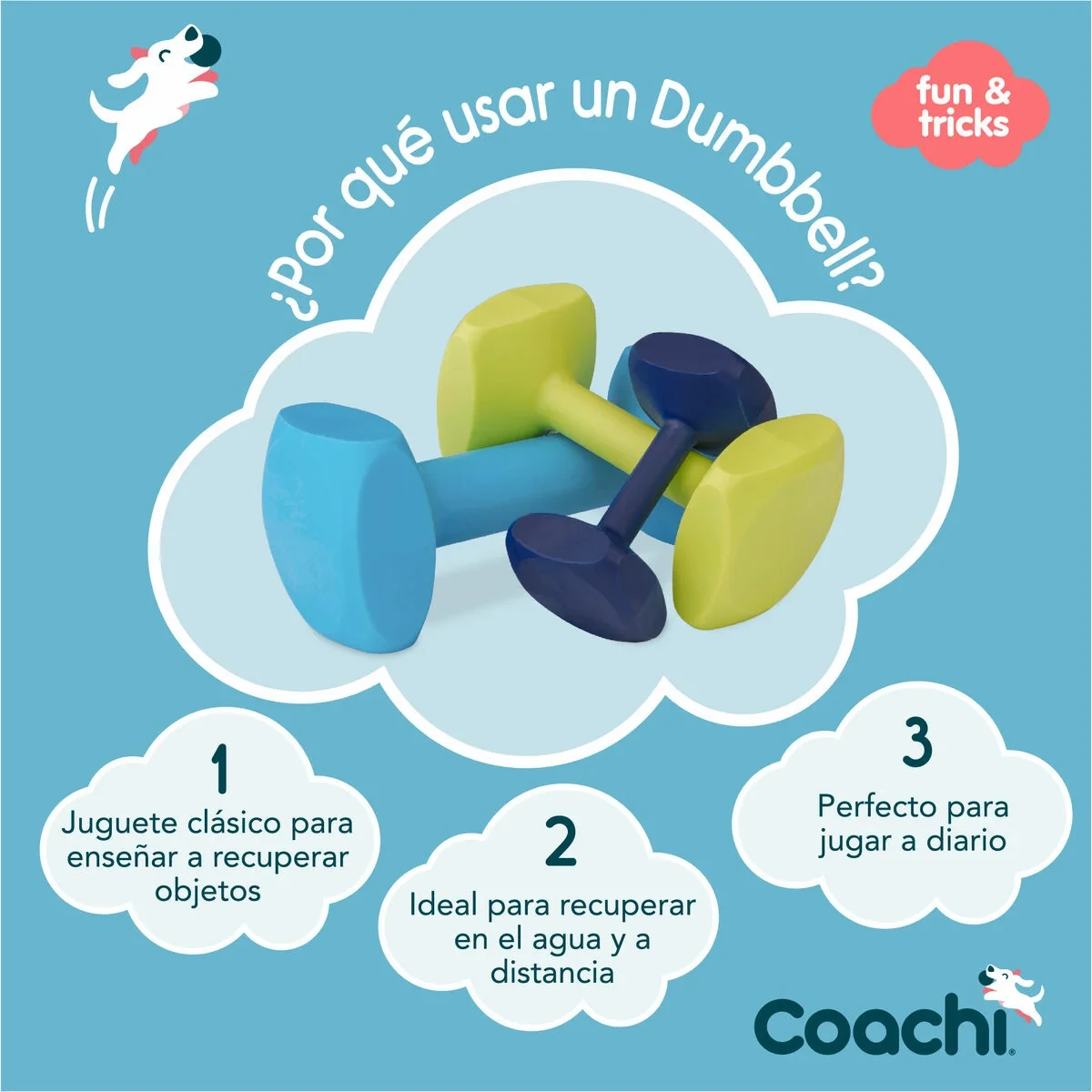 Juguete de adiestramiento Coachi TRAINING DUMBBELL Azul
