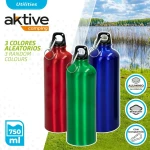 Botella de Agua Aktive 750 ml Mosquetón Aluminio 7 x 25 x 7 cm (24 Unidades)