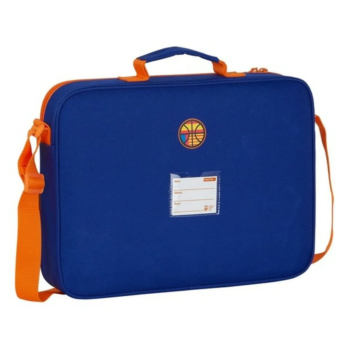 Cartera Escolar Valencia Basket Azul Naranja (38 x 28 x 6 cm)