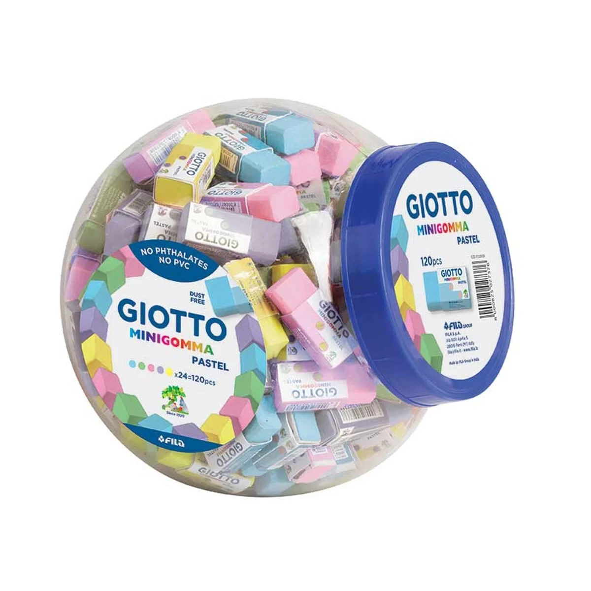 Set de Gomas de Borrar Giotto MiniGomma Multicolor Pastel 120 Piezas