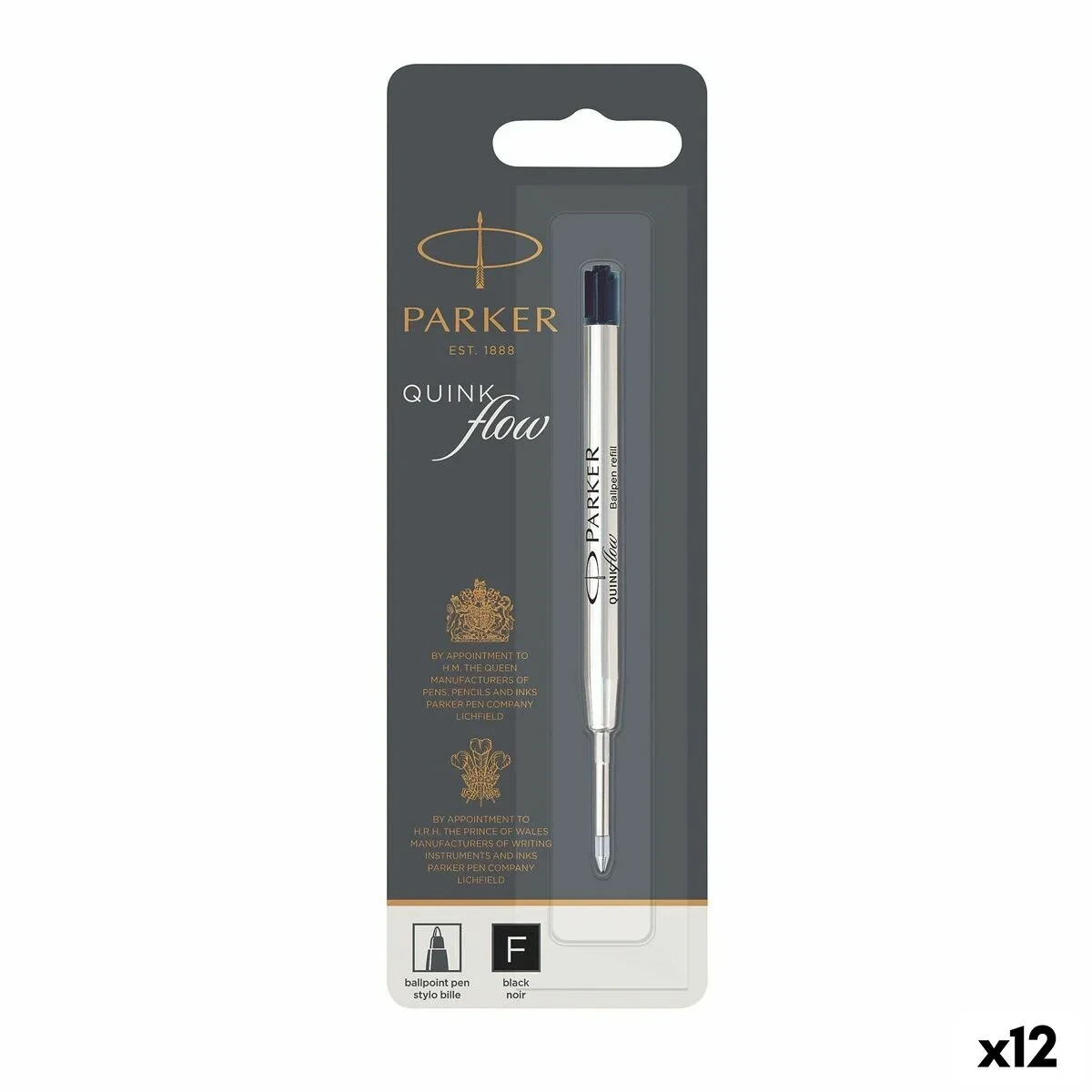 Recambio para bolígrafo Parker Quink Flow Negro (12 Unidades)