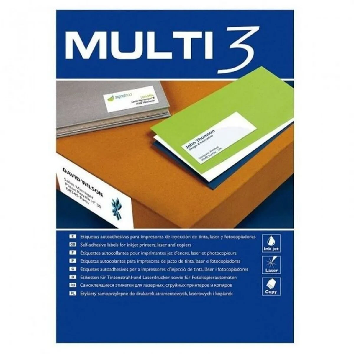 Etiquetas para Impresora MULTI 3 Blanco Recto 100 Hojas 70 x 36 mm (24 Unidades)