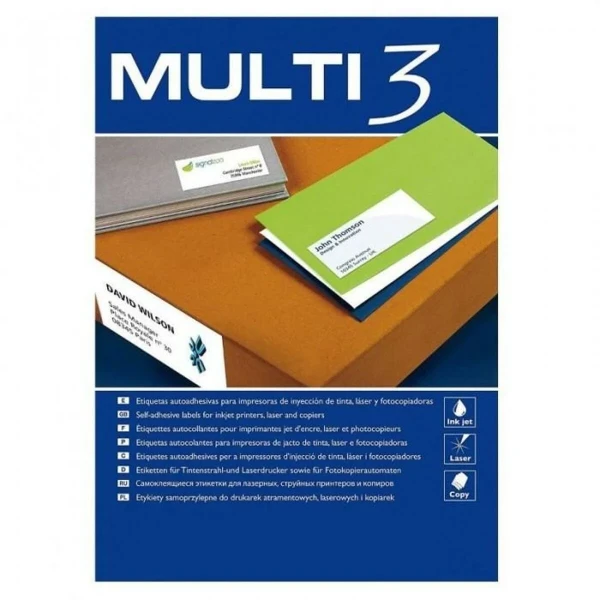 Etiquetas para Impresora MULTI 3 Blanco Recto 100 Hojas 70 x 30 mm