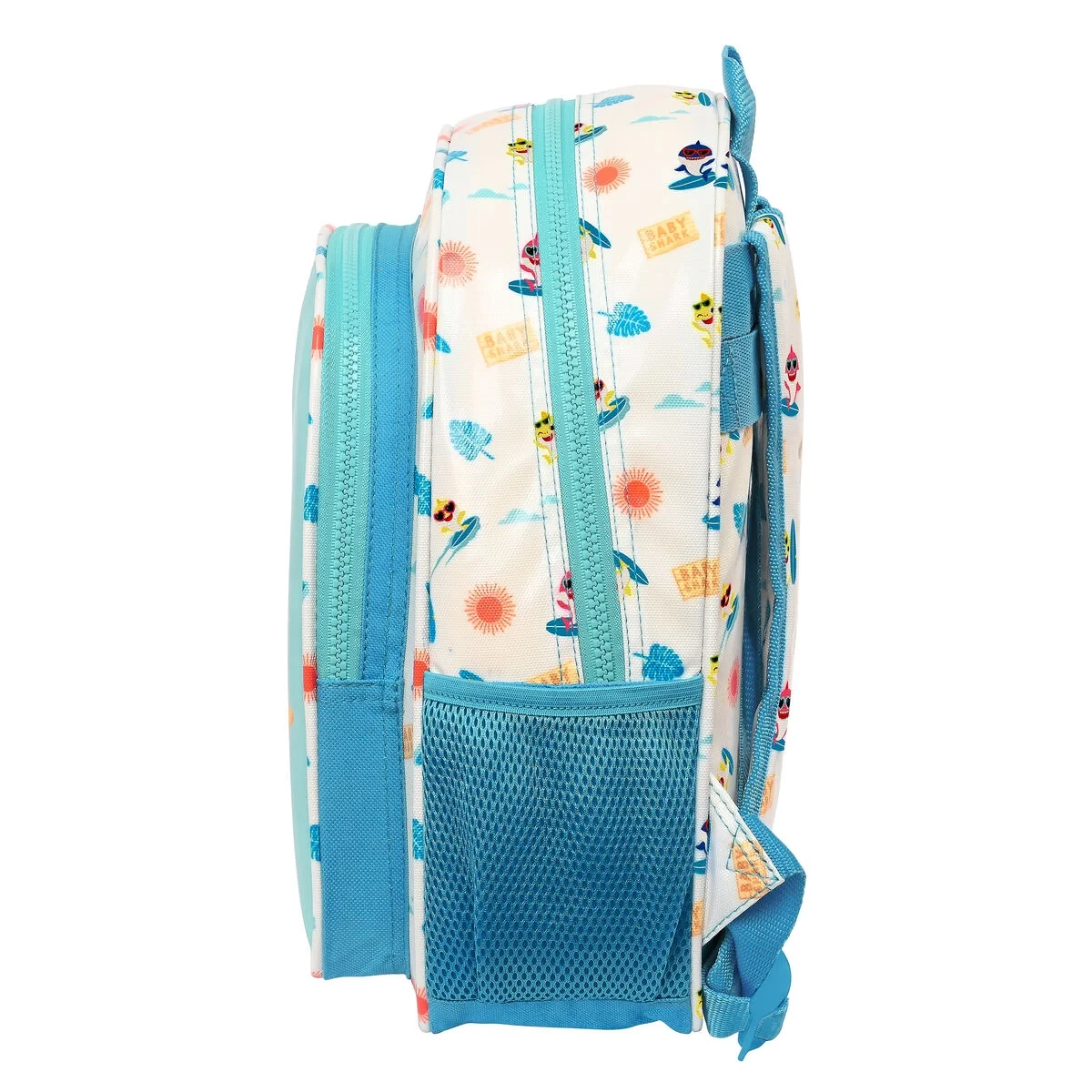 Mochila Escolar Baby Shark Surfing Azul Blanco 27 x 33 x 10 cm