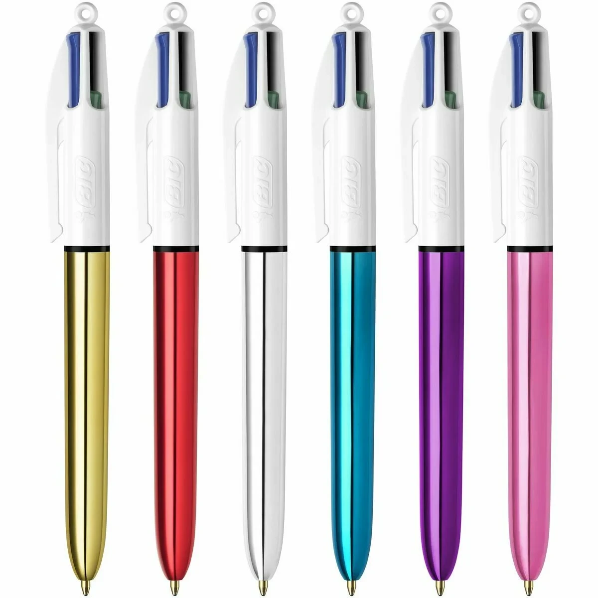 Set de Bolígrafos Bic Shine Silver Blanco Multicolor (12 Piezas)