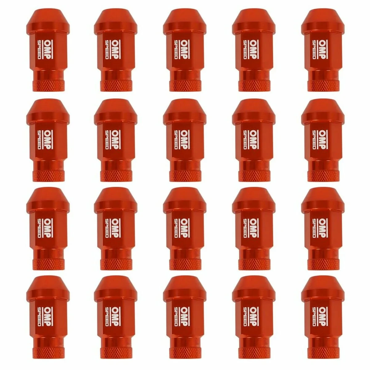 Set Tuercas OMP 7075 M12 x 1,25 40 mm 20 uds Rojo