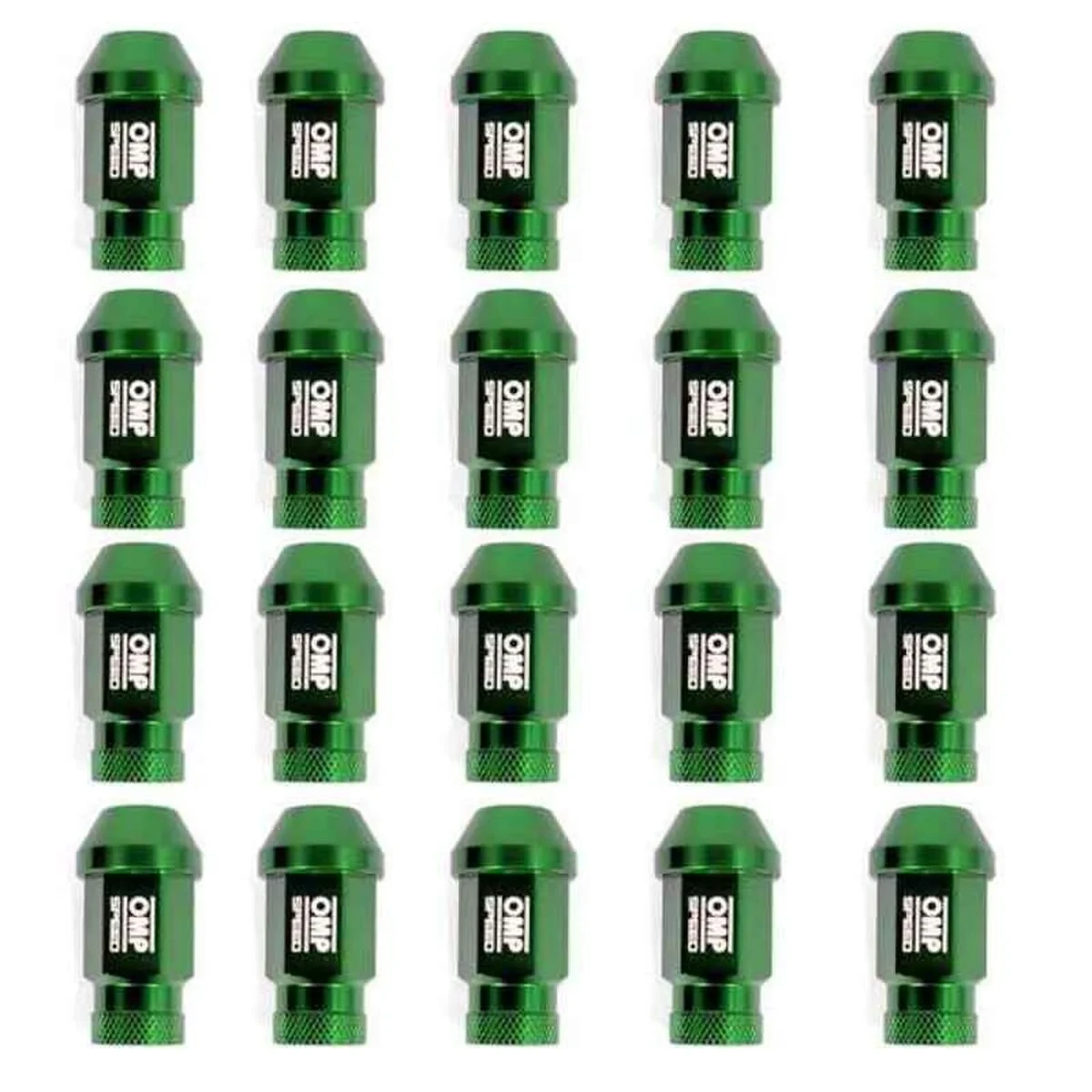 Set Tuercas OMP 7075 40 mm M12 x 1,25 20 uds Verde