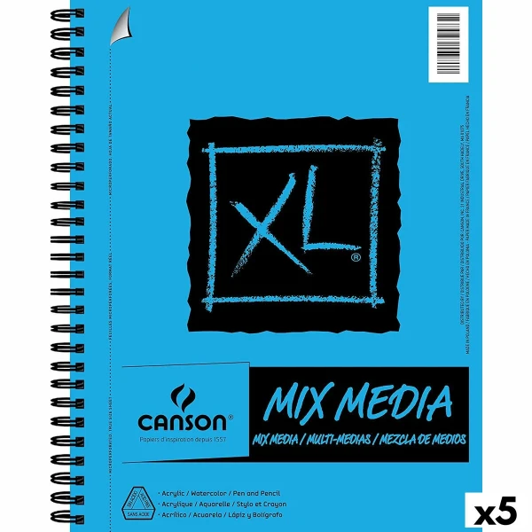 Bloc de dibujo Canson XL Mix Media Blanco A4 Papel 5 Unidades 30 Hojas 300 g/m²