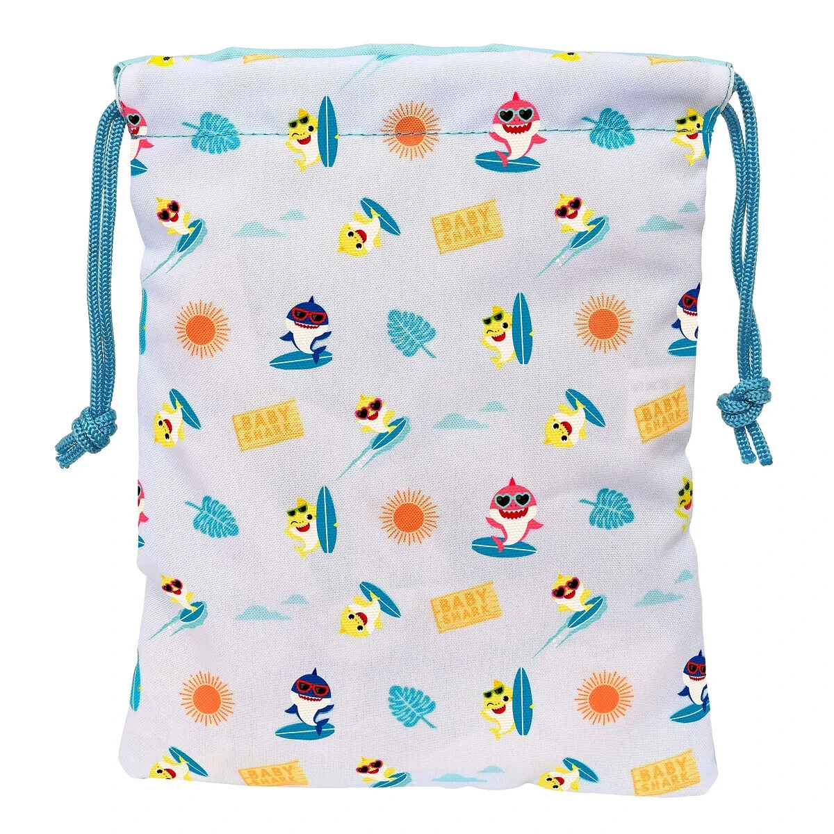 Bolsito de Merienda Baby Shark Surfing Azul Blanco PVC 20 x 25 x 1 cm Saco