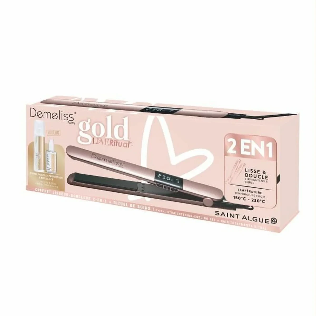 Plancha de Pelo Saint-Algue Demeliss Gold Love 25 x 120 mm 2 en 1