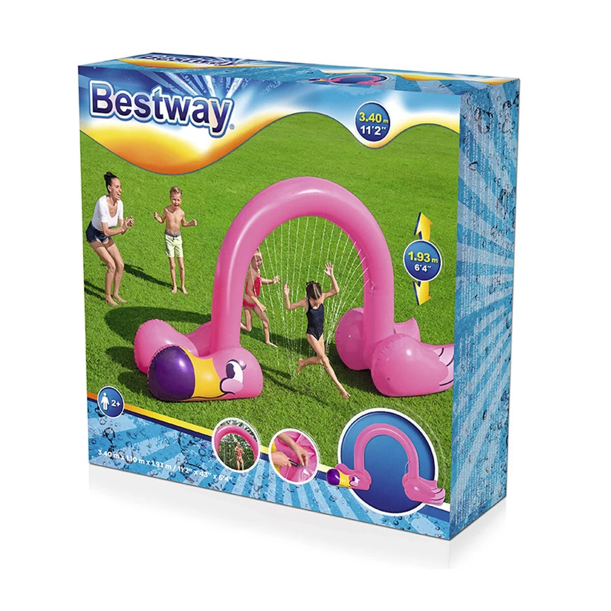 Bestway Aspersor Jumbo Flamenco 340x110x193 cm +2 Años Jardin 52382