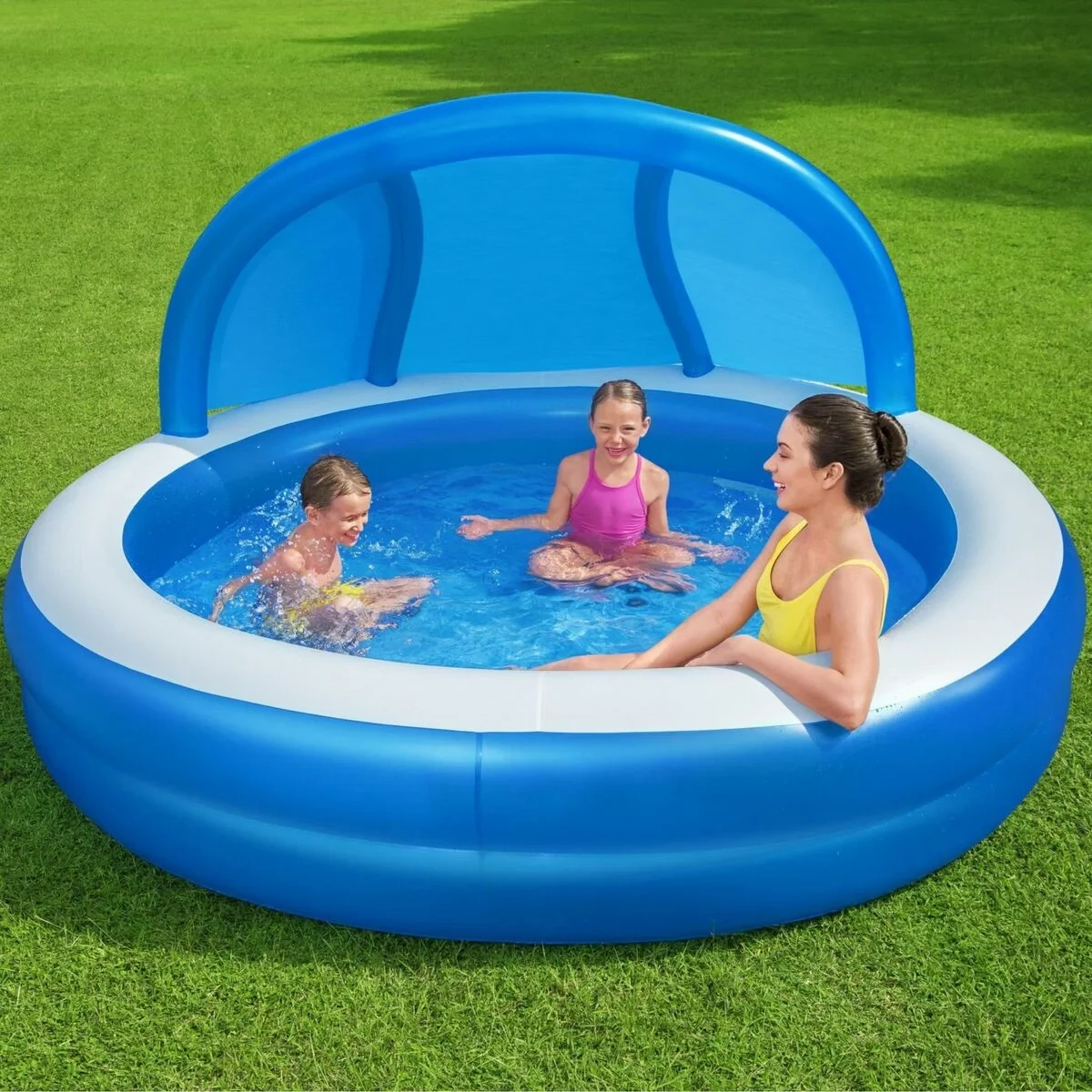 Bestway Piscina Hinchable 2 Camaras Parasol 241x241x140 cm +6 Años Jardin 54337