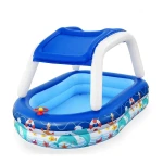 Bestway Piscina Hinchable Infantil Techo Desmontable Barco con Volante 213x155x132 cm +3 Años Jardin 54370