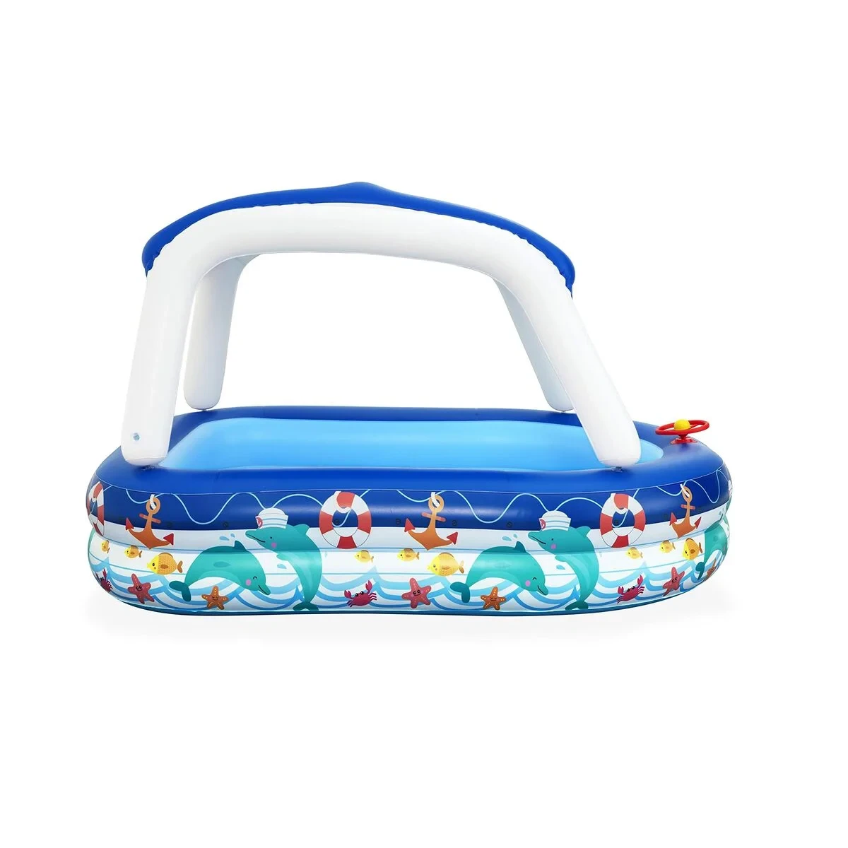 Bestway Piscina Hinchable Infantil Techo Desmontable Barco con Volante 213x155x132 cm +3 Años Jardin 54370