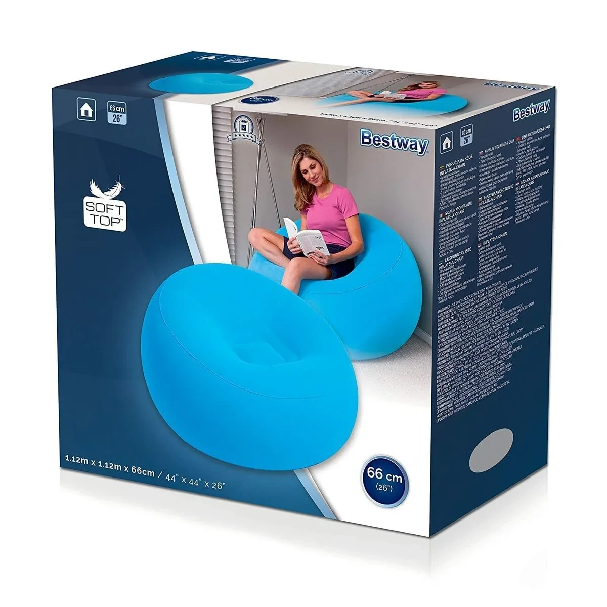 Bestway Sillon Hinchable Gigante Fashion Color Surtido 112x112x66 cm Interior 75052