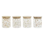 Bote DKD Home Decor Bambú Vidrio de Borosilicato Shabby Chic 700 ml 10 x 10 x 12,5 cm (4 Unidades)