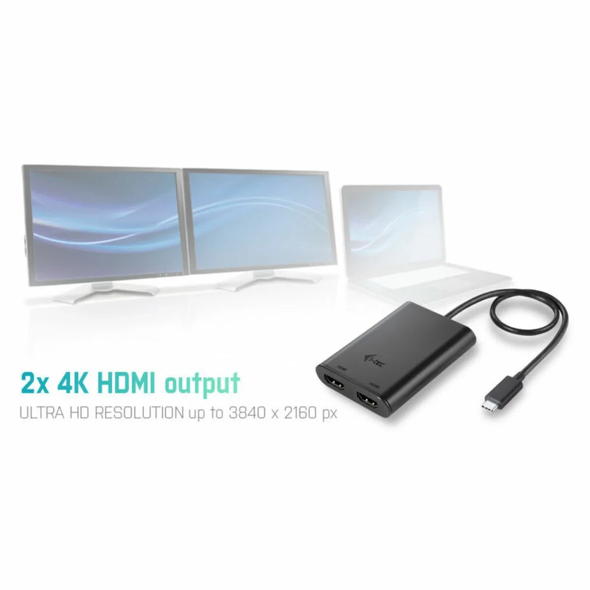 Adaptador DisplayPort a HDMI i-Tec C31DUAL4KHDMI        Negro 4K Ultra HD