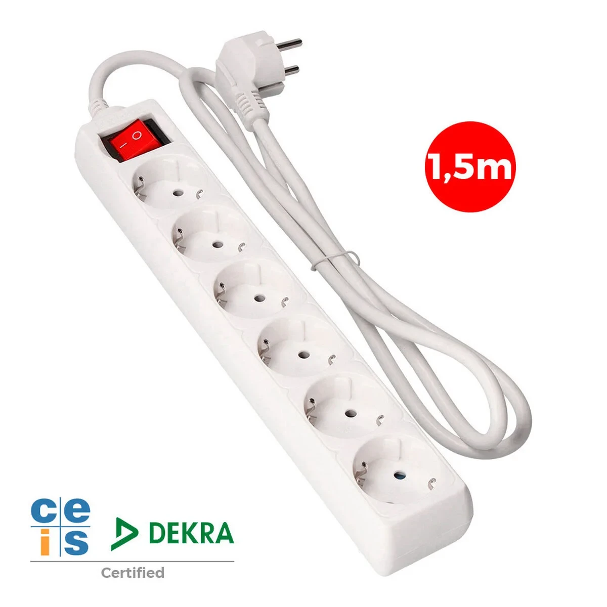 Regleta Enchufes 6 Tomas con Interruptor EDM 41012 Schuko (1,5 m)