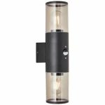 Aplique de Pared Brilliant Sergioro Exterior Detector de Movimiento Negro 20 W