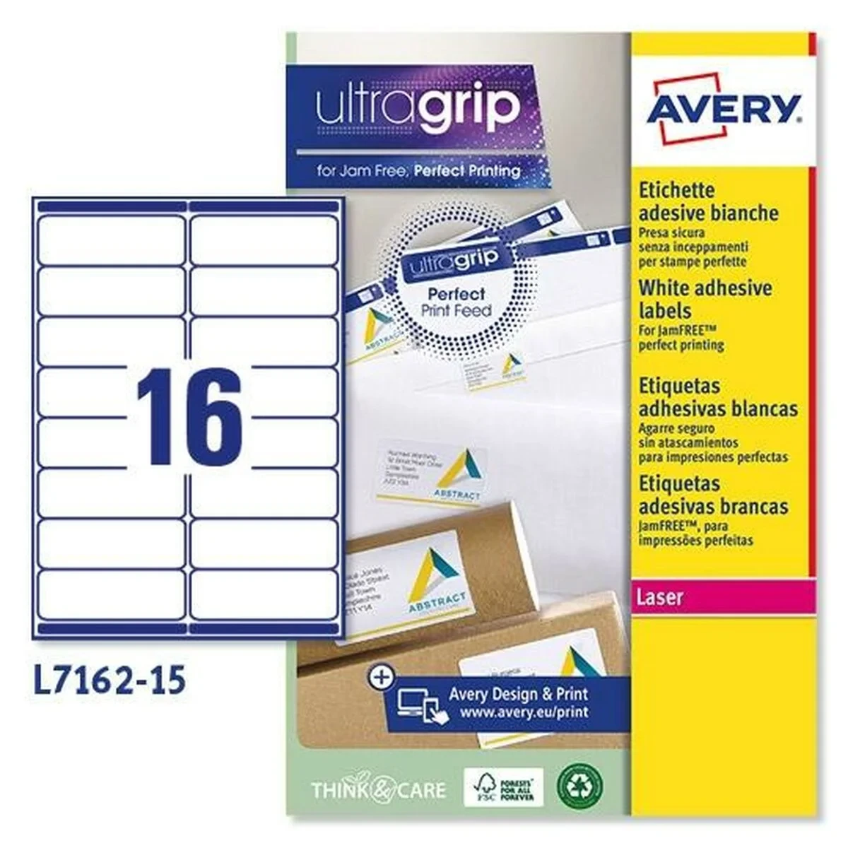 Etiquetas para Impresora Avery L7162 Blanco 15 Hojas 99,1 x 33,9 mm (5 Unidades)