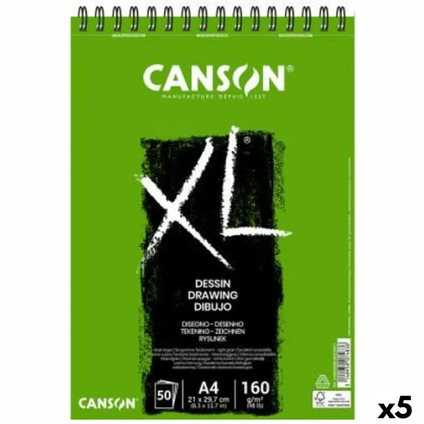 Bloc de dibujo Canson XL Drawing Blanco A4 5 Unidades 50 Hojas 160 g/m2
