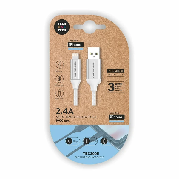 Cable USB a Lightning Tech One Tech TEC2005 1 m Blanco