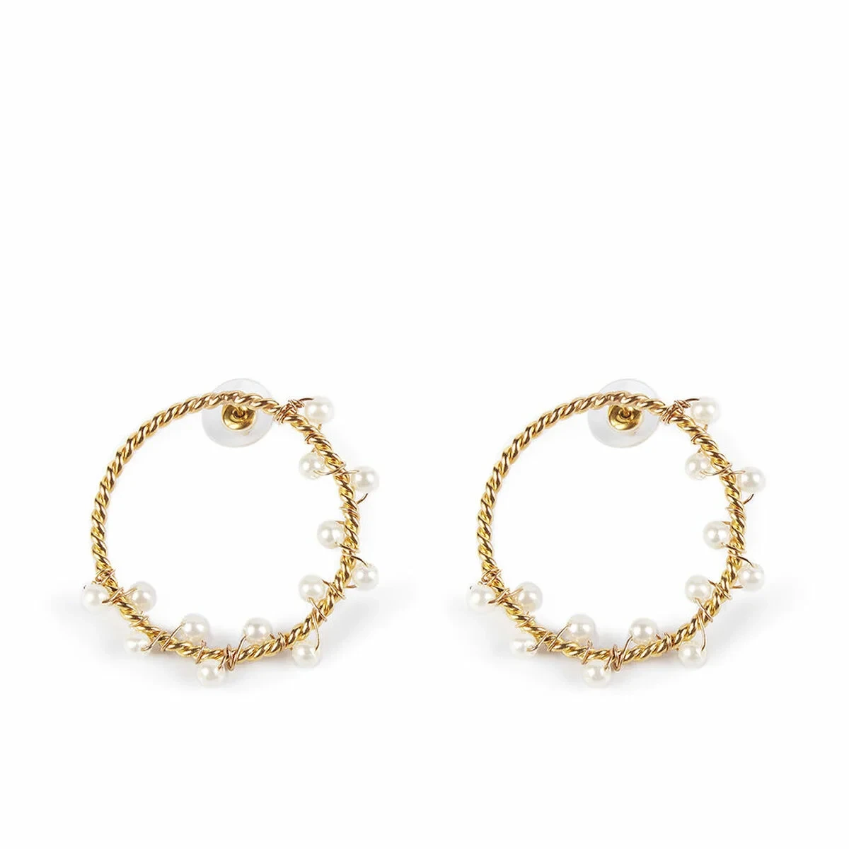 Pendientes Mujer Shabama Shima Latón Bañado en oro 4 cm