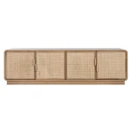 Mueble de TV Home ESPRIT Natural Ratán Roble 157 x 40 x 46 cm