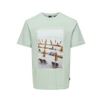 Camiseta de Manga Corta Hombre Only & Sons Onskolton Reg Beach Surf Verde