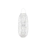Portavelas Home ESPRIT Blanco Mimbre Cristal 34 x 34 x 80 cm