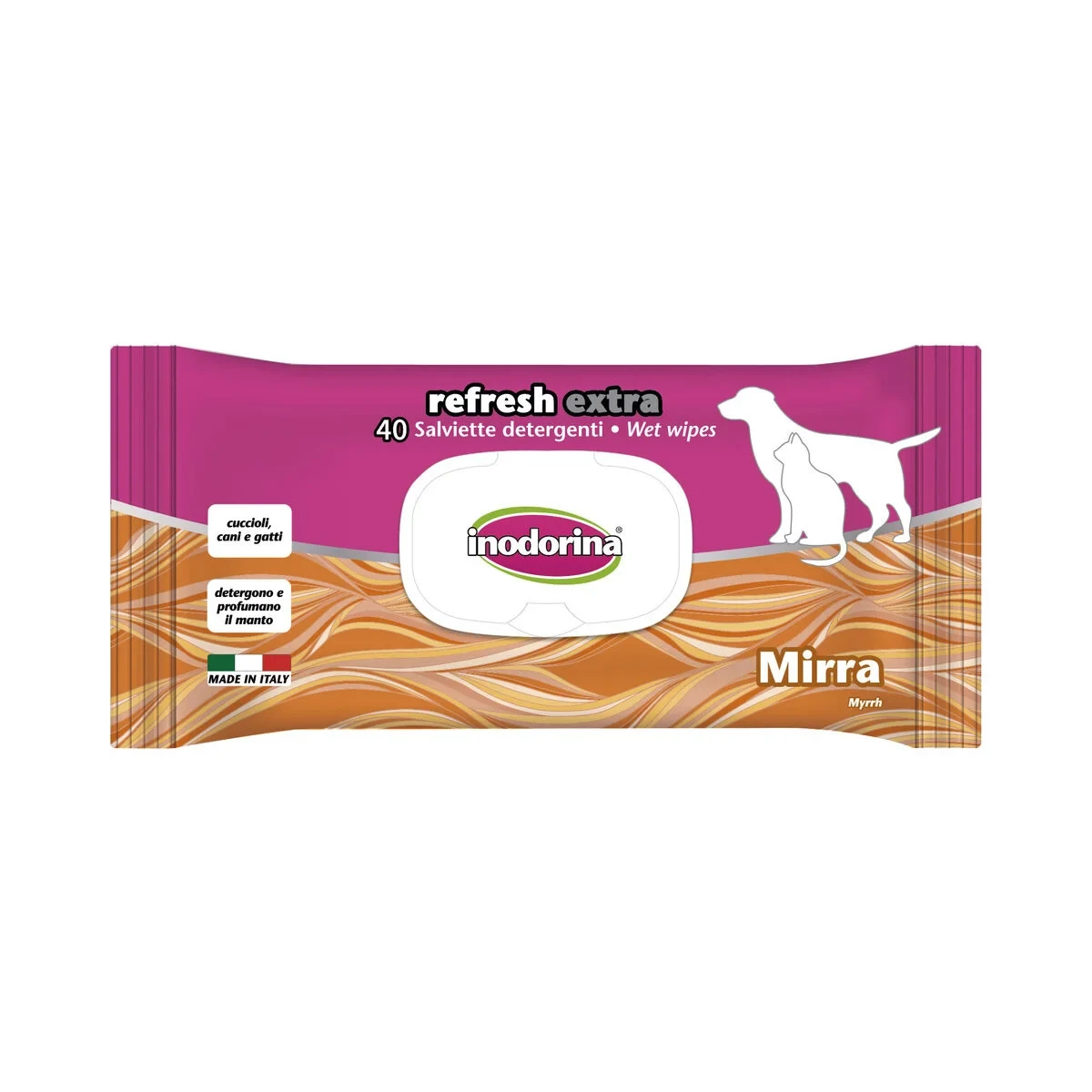 Toallitas Húmedas para Mascotas Inodorina REFRESH EXTRA Mirra