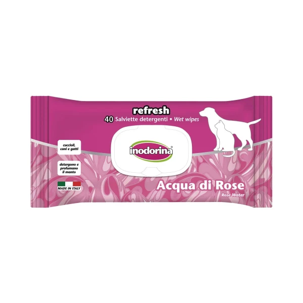 Toallitas Húmedas para Mascotas Inodorina REFRESH Rosas