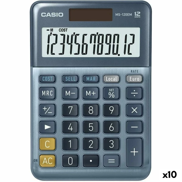 Calculadora Casio MS-100EM Azul (10 Unidades)