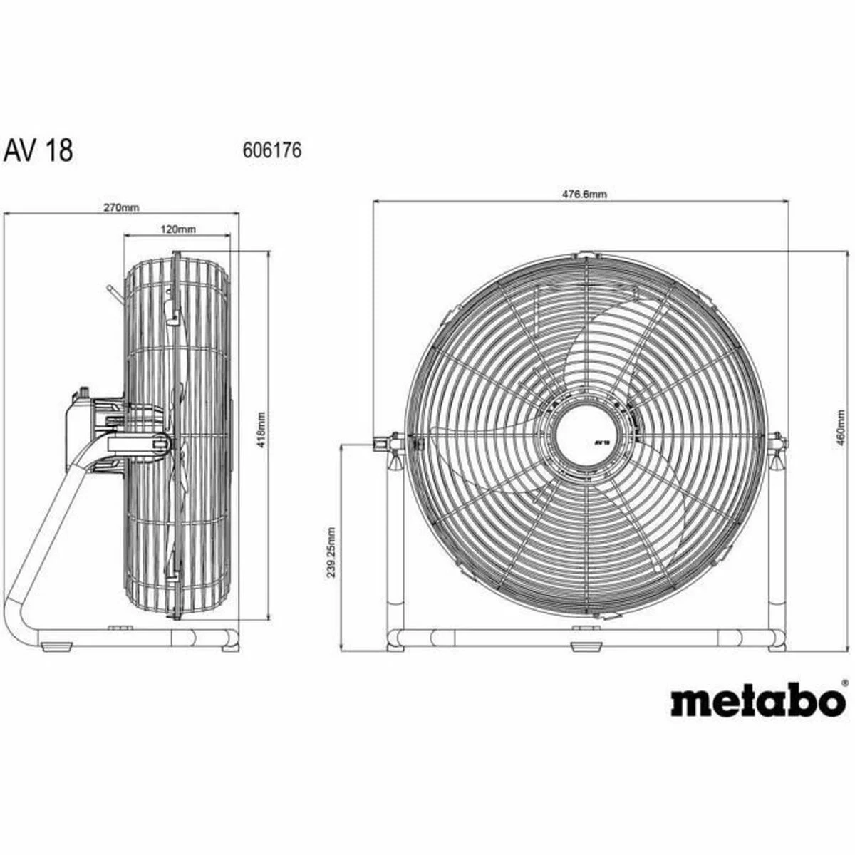 Ventilador de Suelo Metabo AV 18 Blanco